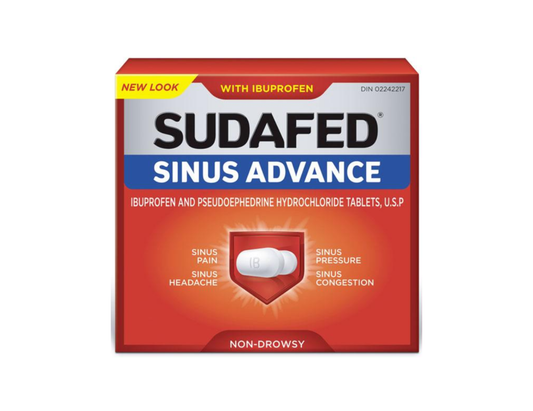 Sudafed - Sinus Advance Caplets with Ibuprofen - 20 Caplets - current product packaging
