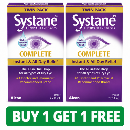 Systane Complete Lubricant Eye Drops Twin Pack - 2 x 10 mL (2-Pack, Total: 4 x 10 mL)