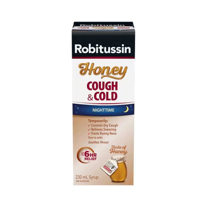 Robitussin - Honey Cough & Cold Syrup - Nighttime - 230 mL - current product packaging