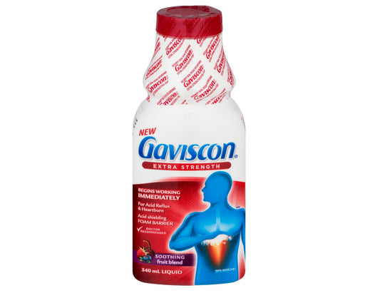 Gaviscon Extra Strength Liquid, Soothing Fruit Blend 340 mL