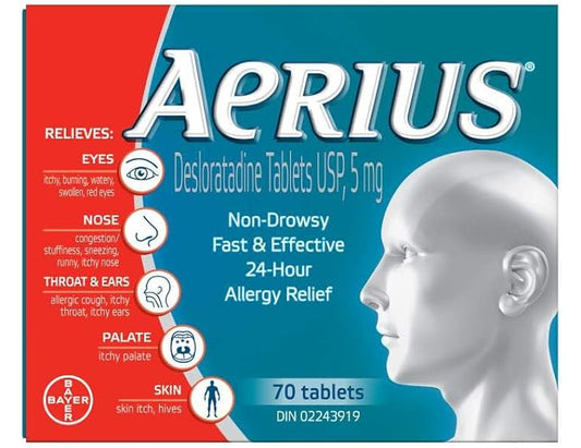 Aerius Allergy Medicine, Fast Relief, 24-Hour, Non-Drowsy, 70 count