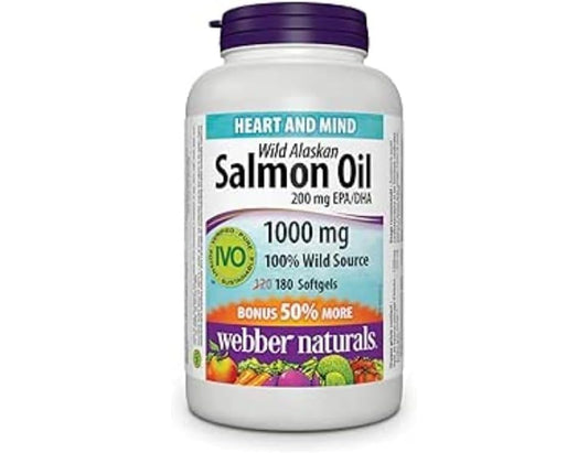 Webber Naturals Wild Alaskan Salmon Oil 1,000 mg, 180 Softgels
