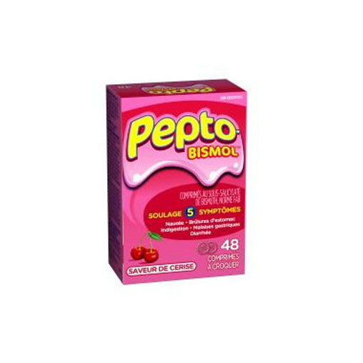 Pepto Bismol Cherry Chewable Tablets, 5 Symptom Relief, 48 Tablets