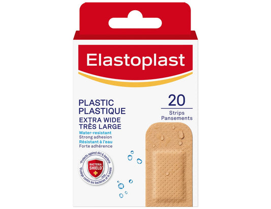 Elastoplast Plastic Extra-Wide Bandages - 20 Count product packaging