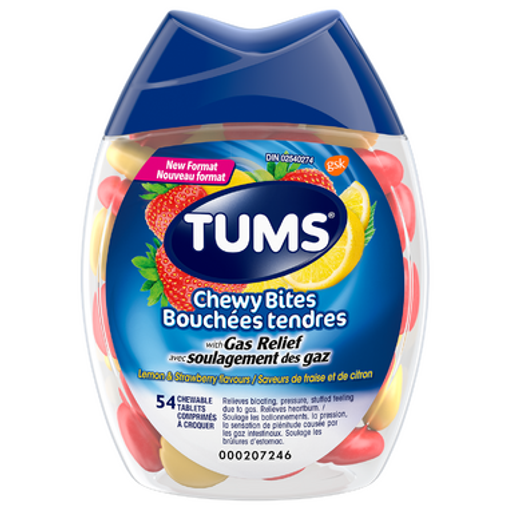 Tums Chewy Bites with Gas Relief Lemon & Strawberry, 54 Count