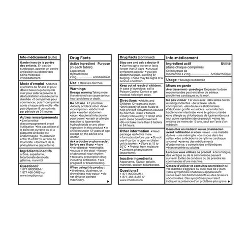Imodium Quick-Dissolve Mint 2mg – 20 Tablets