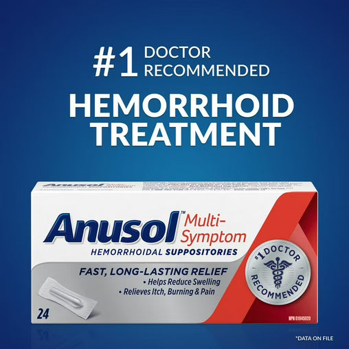 Anusol Multi-Symptom Hemorrhoidal Suppositories, 24 ct