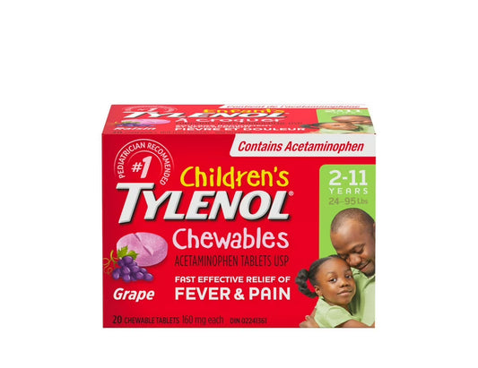 Tylenol Children's Chewable Tablets Grape - 20 Tablets