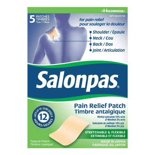 Salonpas Pain Relieving Patch 12-Hour Relief - 5 Patches