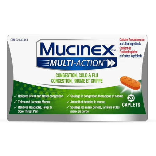 Mucinex Multi-Action Cold & Flu Relief Caplets - 20 Count