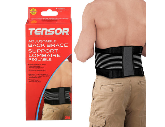 Tensor Adjustable Back Brace, Black/Grey - 1 Brace product packaging