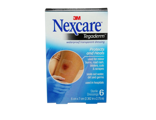 Nexcare Tegaderm Waterproof Transparent Dressings, 6 x 7 cm - 6 Count product packaging