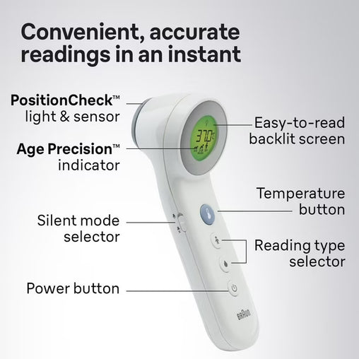 Braun Sensian 7 Non-Contact + Touch Forehead Thermometer with Age Precision - 1 ct
