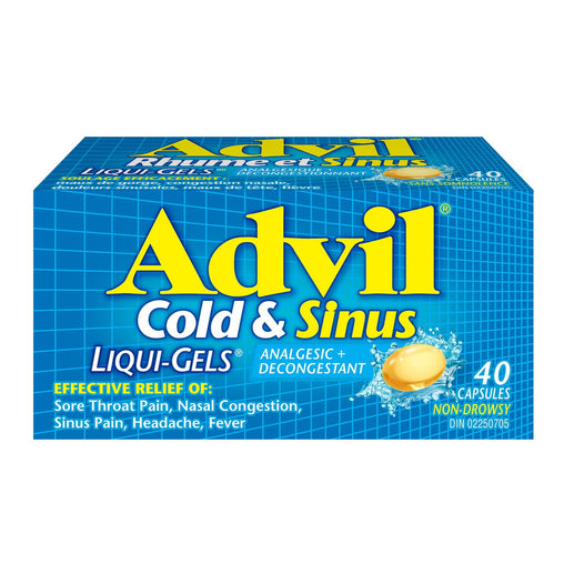 Advil Cold & Sinus Liqui-Gels 200 mg - 40 Count product packaging