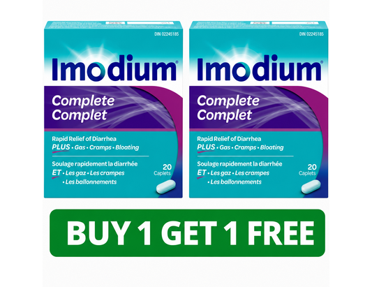 Imodium Complete Antidiarrheal and Gas Relief - 20 Caplets (2-Pack, Total: 40 Caplets)