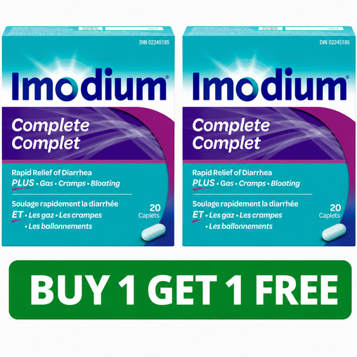 Imodium Complete Antidiarrheal and Gas Relief - 20 Caplets (2-Pack, Total: 40 Caplets)
