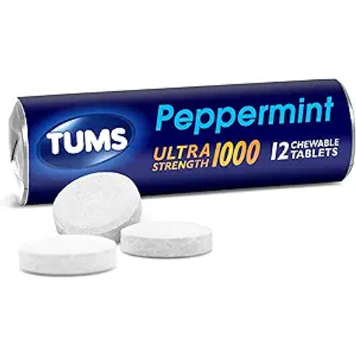 Tums Antacid, Peppermint, 12 Chewable Tablets