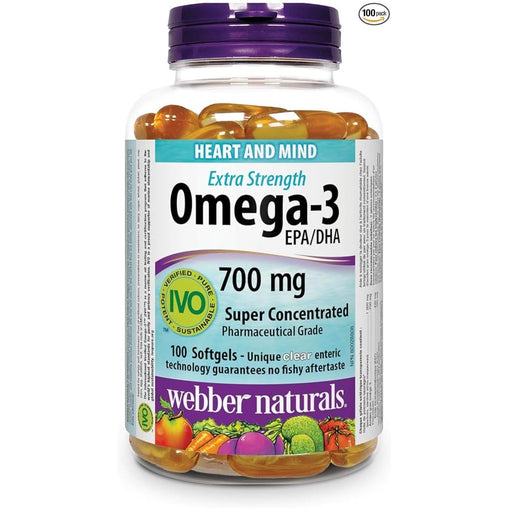 Webber Naturals Omega-3 700mg Extra Strength, 100 Clear Enteric Softgels