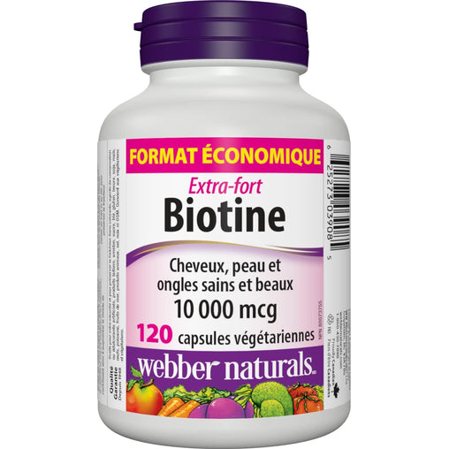 Webber Naturals Extra Strength Biotin 10,000 mcg - 120 Vegetarian Capsules