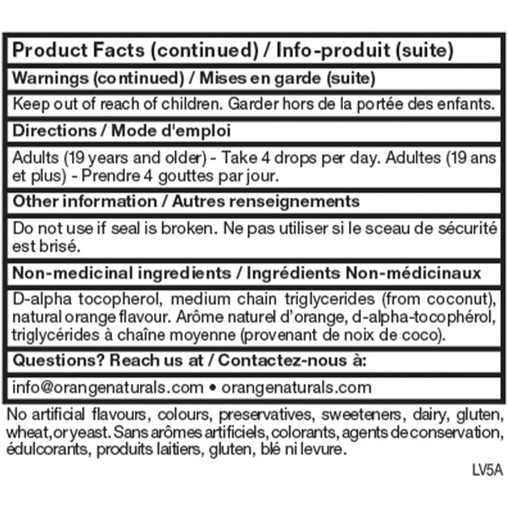 Orange Naturals D3+K2 Drops 250IU/30mcg  - 15ml