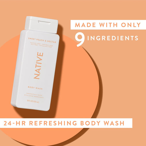 Native Sweet Peach & Nectar Body Wash - 532 mL
