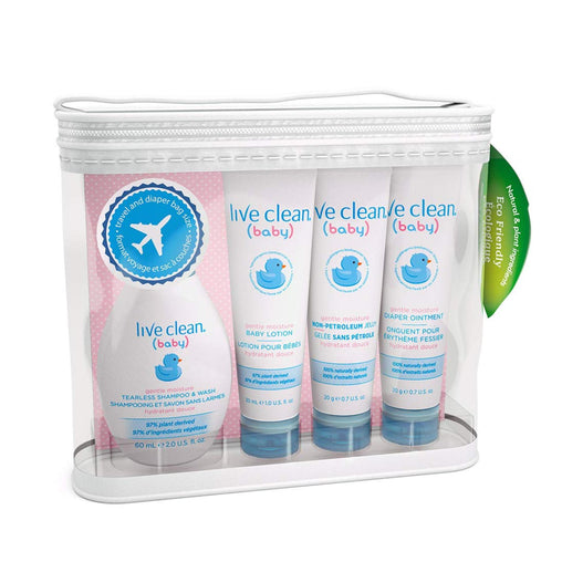 Live Clean Baby Diaper Bag Essentials Gift Set - 4-Piece Travel Set product packaging