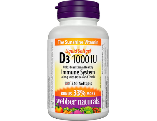 Webber Naturals Vitamin D3 1000 IU - 240 Softgels