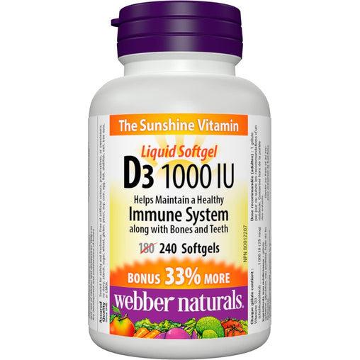 Webber Naturals Vitamin D3 1000 IU - 240 Softgels