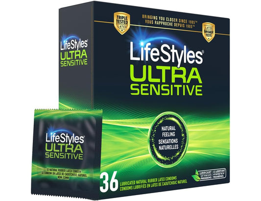 LifeStyles Ultra-Sensitive Lubricated Latex Condoms - 36 Pack