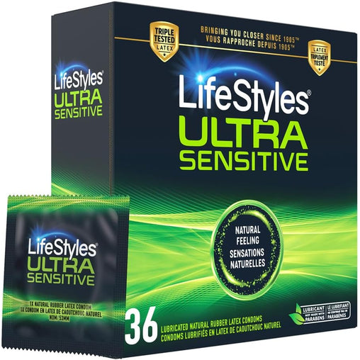 LifeStyles Ultra-Sensitive Lubricated Latex Condoms - 36 Pack