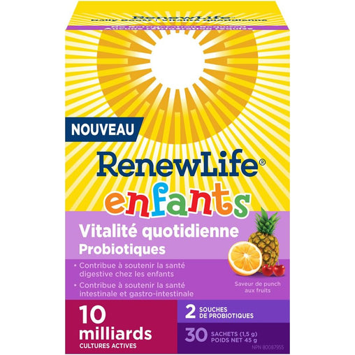 Renew Life Kids Daily Boost Probiotic, Fruit Punch – 10 Billion, 30 Packets