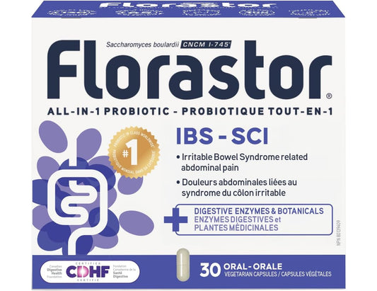 Florastor IBS All-in-1 Probiotic - 30 Vegetarian Capsules