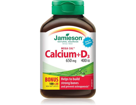 Jamieson Mega Cal Calcium 650 mg with Vitamin D3 400 IU - 120 caplets