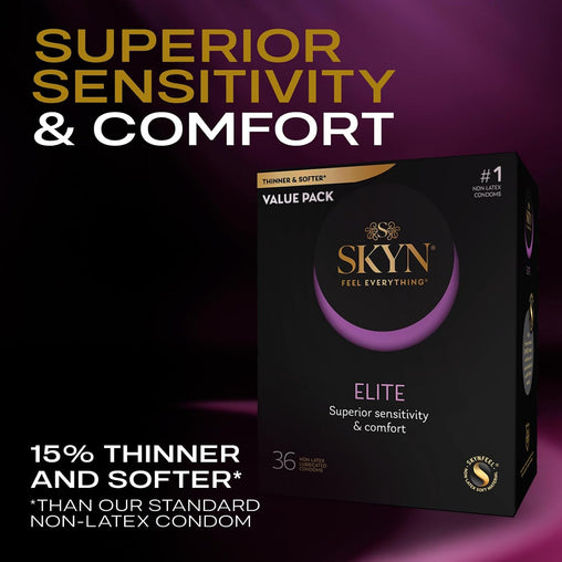 SKYN Elite Ultra-Thin Lubricated Latex-Free Condoms - 36 Pack