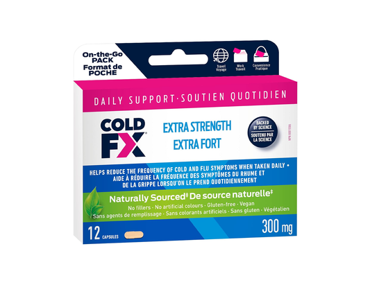 COLD-FX - Daily Support Extra Strength 300 mg - 12 Capsules - current front package