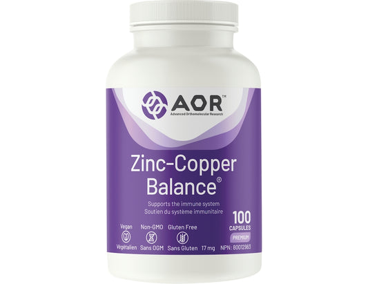 AOR Zinc Copper Balance 17 mg – 100 Capsules
