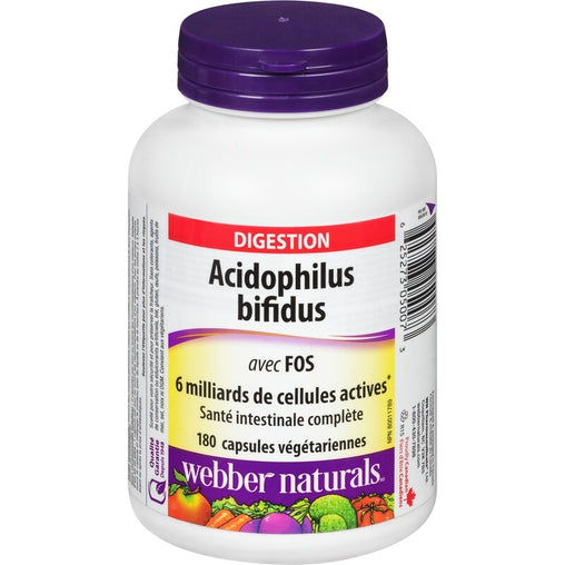 Webber Naturals Acidophilus Bifidus with FOS, 6 Billion Active Cells, 180 Vegetarian Capsules