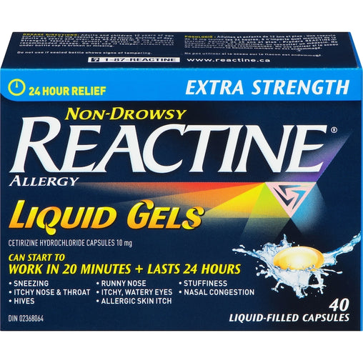 Reactine Extra Strength Liquid Gels 10 mg – 40 Capsules
