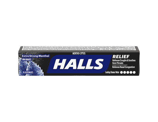 Halls - Relief - Extra Strong Menthol - 9 Lozenges - current product packaging