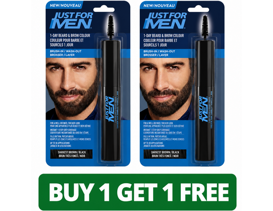 Just For Men 1-Day Beard & Brow Colour Darkest Brown/Black - 1 Count (2-Pack: Total: 2 Count)