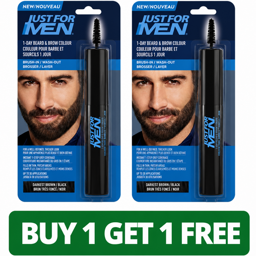 Just For Men 1-Day Beard & Brow Colour Darkest Brown/Black - 1 Count (2-Pack: Total: 2 Count)