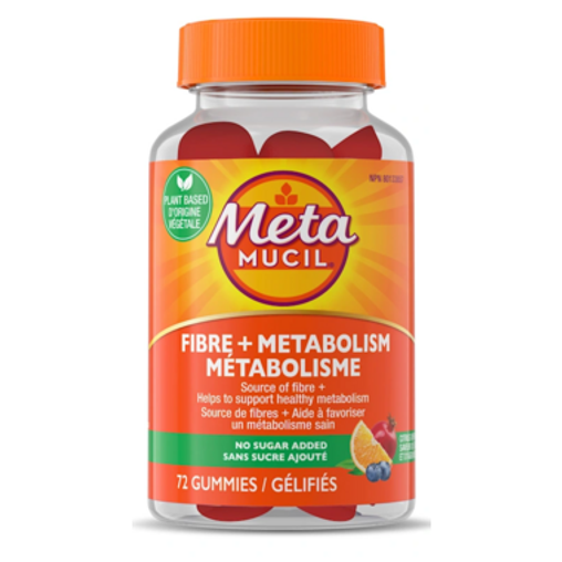 Metamucil Fibre + Metabolism Gummies, Mixed Fruit Flavour, 72 Count