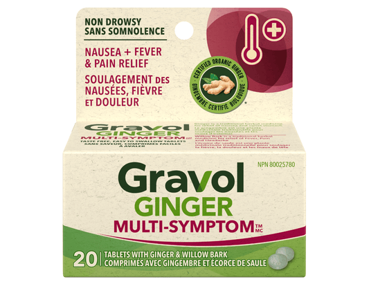 Gravol Ginger Multi-Symptom Tablets, 20 ct