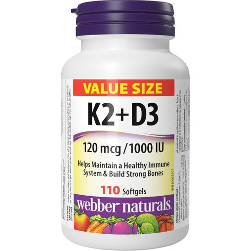 Webber Naturals Vitamin K2 + D3 120 mcg/1000 IU – 110 Softgels