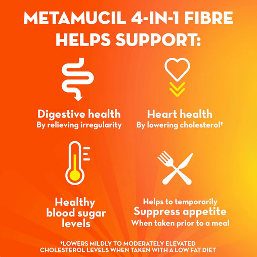 Metamucil Daily Fibre Supplement Powder, Sugar-Free Orange - 72 Servings
