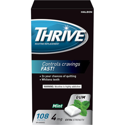 Thrive Nicotine Replacement Gum, 4mg Extra Strength, Mint, 108 Count