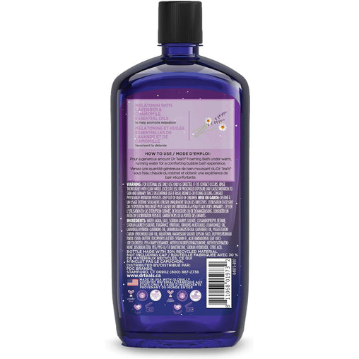 Dr Teal's Foaming Bath with Pure Epsom Salt, Melatonin Bath, Lavender & Chamomile Essential Oil Blend - 1L