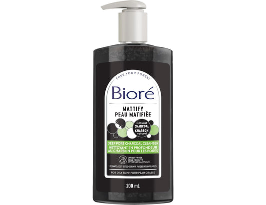 Bioré Mattify Deep Pore Charcoal Cleanser, 200 mL