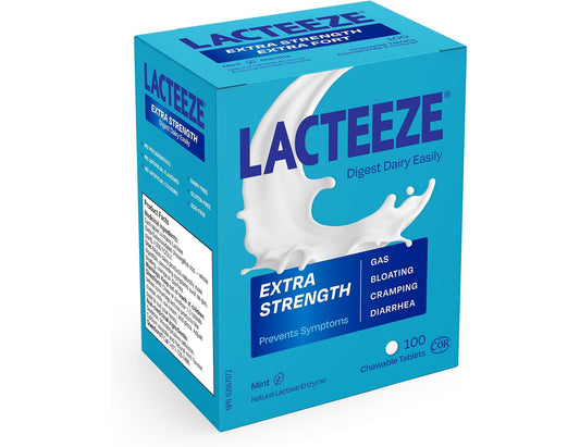 Lacteeze Chewable Extra Strength Lactase Enzyme, Natural Mint - 100 Tablets