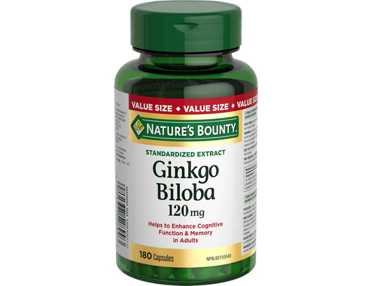 Nature's Bounty Ginkgo Biloba 120 mg, 180 Capsules